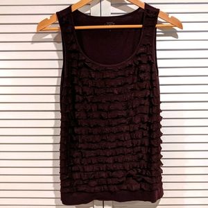 Loft Merlot Ruffle Tank
